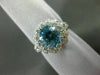 ESTATE LARGE 5.50CT DIAMOND & BLUE ZIRCON 18KT WHITE GOLD FLOWER ENGAGEMENT RING