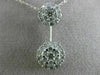 ESTATE 1.0CT ROUND DIAMOND 14K WHITE GOLD 3D FLOWER DOUBLE CLUSTER PENDANT #1939