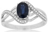ESTATE 1.10CT DIAMOND & AAA SAPPHIRE 14K WHITE GOLD OVAL & ROUND ENGAGEMENT RING