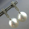 .16CT DIAMOND & AAA TAHITIAN PEARL 18K WHITE GOLD JOURNEY BAR HANGING EARRINGS