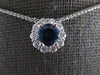ESTATE 1.31CT DIAMOND & AAA SAPPHIRE 18KT WHITE GOLD ROUND FLOWER LOVE NECKLACE