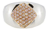 ESTATE WIDE .56CT PINK DIAMOND 18KT WHITE & ROSE GOLD PAVE GEOMETRICAL FUN RING