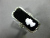 ESTATE LARGE AAA ONYX 14KT WHITE GOLD 3D OPEN FILIGREE LADY CAMEO RING #26430