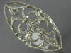 LARGE 1.33CT DIAMOND 14KT WHITE GOLD 3D OPEN FILIGREE FLOWER MARQUISE SHAPE RING
