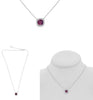 2.01CT DIAMOND & AAA RUBY 18K WHITE GOLD LOVE CUSHION & ROUND HALO LOVE NECKLACE