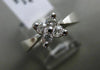 ESTATE WIDE .03CT DIAMOND 14K WHITE GOLD 3D FLORAL 4 STONE LUCIDA ENGAGMENT RING