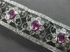 ESTATE WIDE 4.47CT DIAMOND & AAA PINK SAPPHIRE 14KT WHITE GOLD FLORAL BRACELET