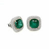 EXTRA LARGE 8.97CT DIAMOND & AAA EMERALD 18K 2 TONE GOLD 3D DOUBLE HALO EARRINGS