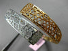 ESTATE WIDE .50CT DIAMOND 14K WHITE & ROSE GOLD 3D OPEN FLEXIBLE BANGLE BRACELET