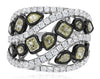 3.35CT WHITE & FANCY YELLOW MULTI SHAPE DIAMOND 18KT WHITE & BLACK GOLD 3D RING