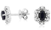 1.50CT DIAMOND & AAA SAPPHIRE 14KT WHITE GOLD 3D OVAL ROUND & BAGUETTE EARRINGS
