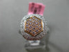 ESTATE WIDE .83CT DIAMOND 18K WHITE & ROSE GOLD 3D HEXAGON CLUSTER FILIGREE RING