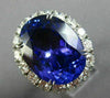 ESTATE EXTRA LARGE 31.4CT DIAMOND & AAA EXTRA FACET TANZANITE PLATINUM HALO RING