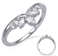ESTATE .32CT DIAMOND 14KT WHITE GOLD 3D ROUND & MARQUISE V SHAPE CROWN FUN RING