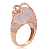 LARGE .26CT DIAMOND & AAA ROSE QUARTZ 18KT ROSE GOLD FLOWER DOME SHAPE FUN RING