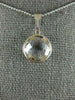 ESTATE AAA CRYSTAL 14KT WHITE GOLD 3D CLASSIC BEZEL ROUND PENDANT
