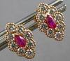.65CT DIAMOND & AAA RUBY 14KT ROSE GOLD 3D MARQUISE & ROUND FLORAL STUD EARRINGS