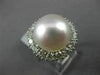 ESTATE LARGE 1.40CT DIAMOND & AAA SOUTH SEA PEARL 18KT WHITE GOLD HALO FUN RING