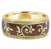 ESTATE WIDE RED ENAMEL 18K YELLOW GOLD 3D MULTI FLOWER ETERNITY ANNIVERSARY RING