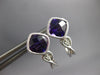 1.73CT DIAMOND & AAA AMETHYST 14KT WHITE GOLD CUSHION & ROUND HANGING EARRINGS