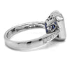 3.05CT DIAMOND & AAA SAPPHIRE 18KT WHITE GOLD EMERALD CUT & ROUND FILIGREE RING