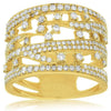 ESTATE WIDE .84CT DIAMOND 14KT YELLOW GOLD MULTI ROW ETOILE FUN ANNIVERSARY RING