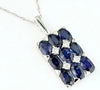 3.50CT DIAMOND & AAA SAPPHIRE 14KT WHITE GOLD OVAL & ROUND RECTANGULAR PENDANT