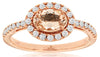 ESTATE 1.01CT DIAMOND & AAA MORGANITE 14K ROSE GOLD OVAL & ROUND FLOWER FUN RING
