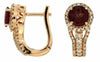 ESTATE 5.22CT DIAMOND & AAA RHODOLITE 14K ROSE GOLD ROUND HALO FILIGREE EARRINGS