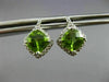 ESTATE 1.85CT DIAMOND & AAA PERIDOT 14KT WHITE GOLD 3D SQUARE HALO STUD EARRINGS