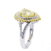 ESTATE LARGE 2.76CT WHITE & FANCY YELLOW DIAMOND 18K 2 TONE GOLD ENGAGEMENT RING