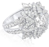 ESTATE LARGE 4.54CT DIAMOND PLATINUM 3D ROUND & MARQUISE FLORAL ENGAGEMENT RING