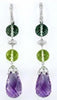 LARGE 38.22CT DIAMOND & AAA MULTI GEM 14KT WHITE GOLD TEAR DROP HANGING EARRINGS