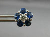 ESTATE 1.76CT DIAMOND & AAA SAPPHIRE 18KT WHITE GOLD 3D CLUSTER FLOWER EARRINGS
