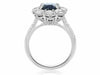 GIA CERTIFIED 4.75CT DIAMOND & AAA SAPPHIRE 18KT WHITE GOLD HALO ENGAGEMENT RING
