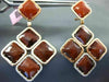 LARGE .80CT DIAMOND & TIGER EYE & QUARTZ 14KT ROSE GOLD SQUARE HANGING EARRINNGS