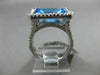 ESTATE LARGE 3.42CT DIAMOND & BLUE TOPAZ 14KT WHITE GOLD 3D RECTANGULAR FUN RING