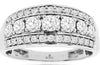 ESTATE 1.0CT DIAMOND 14KT WHITE GOLD 3D ROUND 3 ROW WEDDING ANNIVERSARY RING