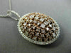 ESTATE LARGE 2.01CT WHITE & PINK DIAMOND 18K 2 TONE GOLD 3D CLUSTER OVAL PENDANT
