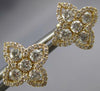 ESTATE LARGE .90CT DIAMOND 14K YELLOW GOLD 3D 4 LEAF CLOVER FLOWER STUD EARRINGS
