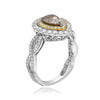 2.30CT WHITE & CHOCOLATE FANCY DIAMOND 18KT 2 TONE GOLD PEAR SHAPE & ROUND RING