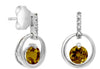 .87CT DIAMOND & AAA SMOKY TOPAZ 14KT WHITE GOLD 3D CIRCULAR FUN HANGING EARRINGS