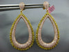 LARGE 4.97CT PINK & FANCY YELLOW DIAMOND 18K YELLOW & ROSE GOLD HANGING EARRINGS