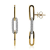 1.40CT DIAMOND 18K 2 TONE GOLD OPEN OVAL 3 LINK CRISS CROSS FUN HANGING EARRINGS
