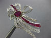 ESTATE EXTRA LARGE 8.75CT DIAMOND & AAA RUBY 14K WHITE GOLD BOW CLIP ON EARRINGS