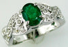Estate 1.45Ct Diamond & AAA Emerald 14K White Gold Oval & Round Criss Cross X Love Ring