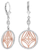 .63CT DIAMOND 14KT 2 TONE GOLD OPEN FILIGREE CIRCULAR LEVERBACK HANGING EARRINGS