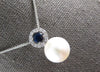 LARGE .53CT DIAMOND & AAA SAPPHIRE & SOUTH SEA PEARL 14KT WHITE GOLD 3D PENDANT