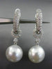 ESTATE LARGE .49CT DIAMOND 18KT WHITE GOLD SOUTH SEA PEARL PAVE ETOILE EARRINGS