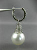 LARGE .60CT DIAMOND & AAA SOUTH SEA PEARL 18K WHITE GOLD HUGGIE HANGING EARRINGS